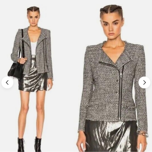 IRO Jackets & Blazers - IRO BLACK WHITE TWEED MOTO JACKET BLAZER EU SIZE 36 US SIZE 4